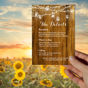 Rustic Wood Mason Jar Hanging Lights Details Card