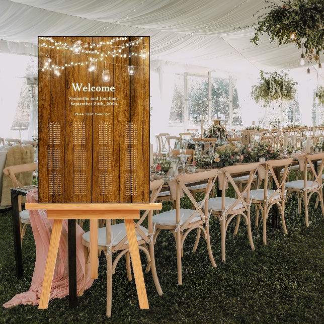 Rustic Wood Mason Jar Hanging Lights Seating chart Foam Board (Creator Uploaded)