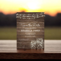 Rustic Wood Mason Jar Lights Save The Date