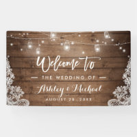 Rustic Wood Mason Jar String Lights Lace Wedding