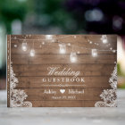Rustic Wood Mason Jar String Lights Lace Wedding