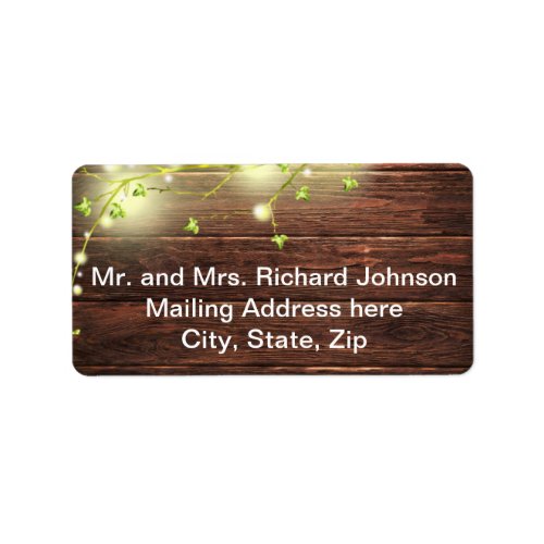 Rustic Wood Mason Jar String Lights Tree Address Label