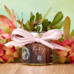 Rustic wood mason jar thank you photo wedding honey jar favors