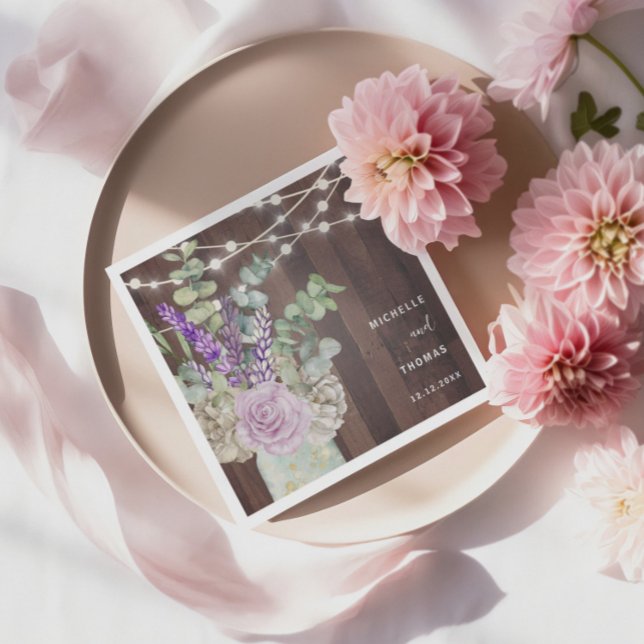 Rustic Wood Mason Jar Wedding  Napkins (Creator Uploaded)