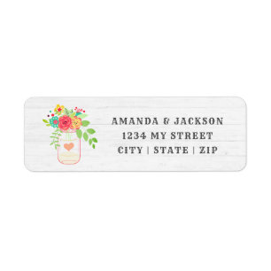 Rustic Wood & Mason Jar Wedding Return Address Label