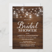 Rustic Wood Mason Jars and Lights Bridal Shower Invitation (Front)