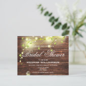 Rustic Wood Mason Lights Bridal Shower Invitation Postcard (Standing Front)