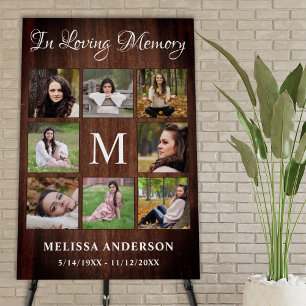 Rustic Wood Memorial 8 Photo Collage Funeral Foam Board