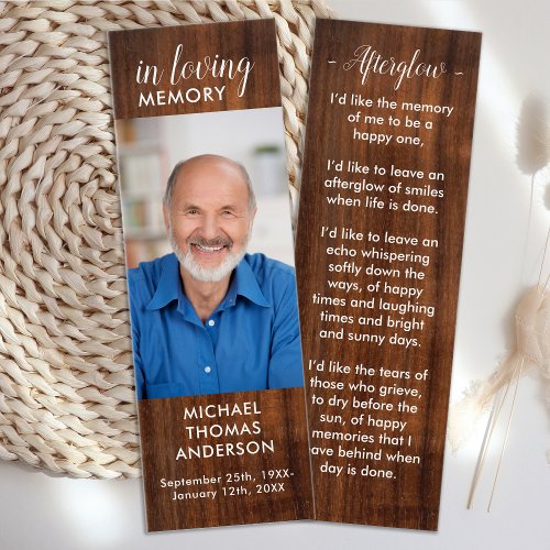 Rustic Wood Memorial Funeral Prayer Card Bookmark