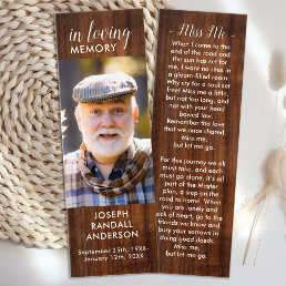 Rustic Wood Memorial Prayer Card Funeral Bookmark