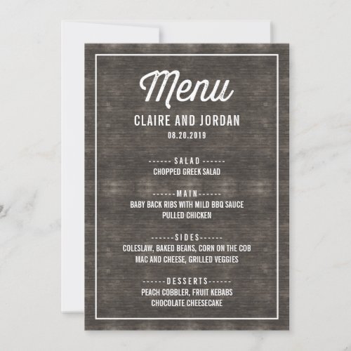 Rustic Wood Menu Card RWC