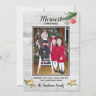 Rustic Wood Merriest Christmas Nature Photo