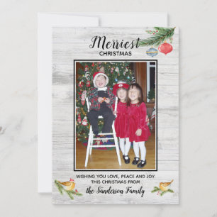 Rustic Wood Merriest Christmas Nature Photo