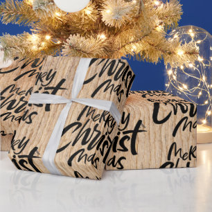 Rustic Wood Merry Christmas Christian Christ Wrapping Paper