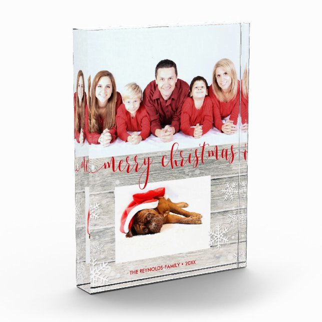 Rustic Wood Merry Christmas - Photo Block (Left)