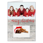 Rustic Wood Merry Christmas Photo - Greeting Card (Front)