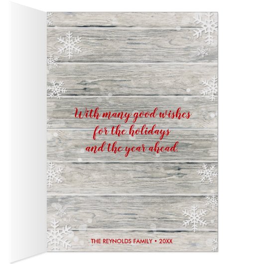 Rustic Wood Merry Christmas Photo - Greeting Card (Inside (Right))