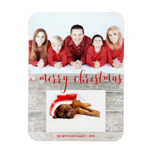 Rustic Wood Merry Christmas - Photo Magnet