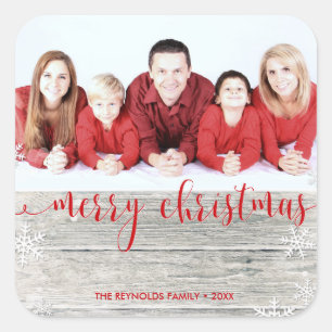 Rustic Wood Merry Christmas - Photo Sticker
