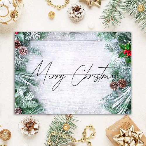 Rustic Wood Merry Christmas Realtor Holiday Card