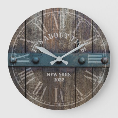 Rustic Wood Metal Antique personalize name Clock