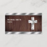 Rustic Wood Metallic Jesus Christ Cross Pastor Business Card