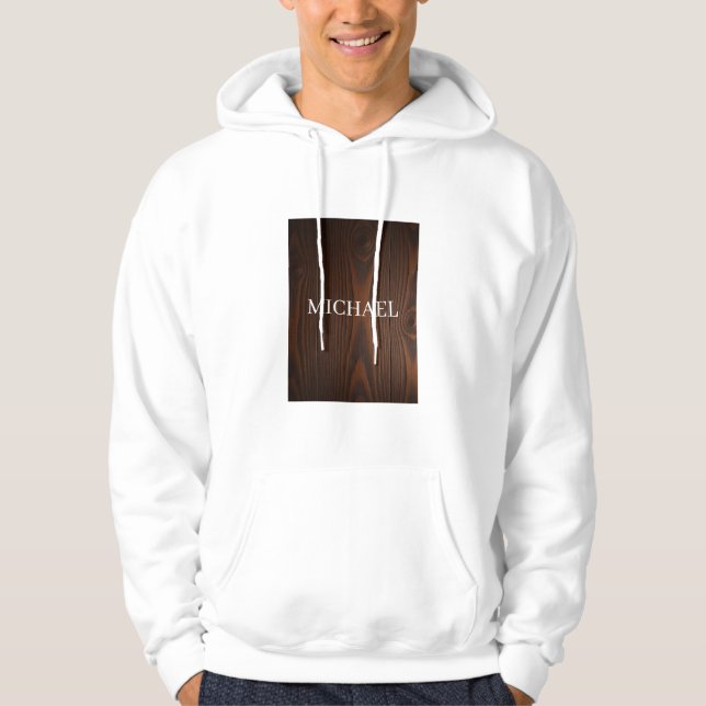 Rustic Wood Michael – Natural Strength Handcrafted Hoodie (Front)