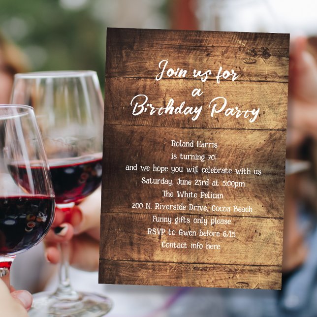 Rustic Wood Milestone Birthday Party for Him Invitation (Creator Uploaded)