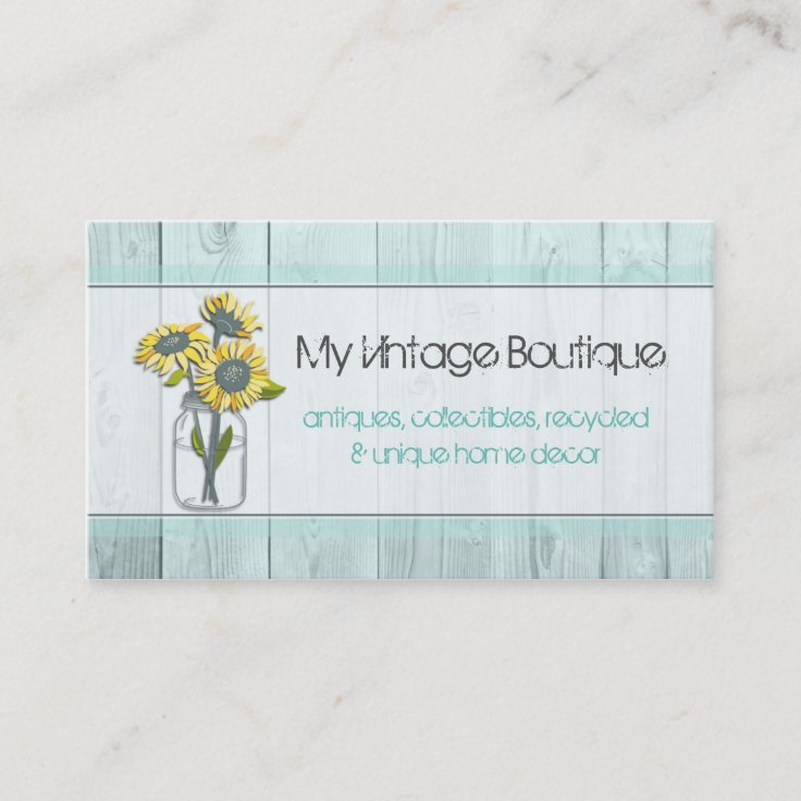 Rustic Wood Mint/Mason Jar Business Card | Zazzle