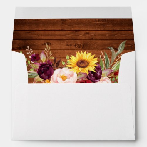 Rustic Wood Mixed Floral Invitation Envelope