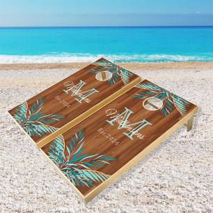 Rustic Wood Modern Beach Family Reunion Cornhole Set