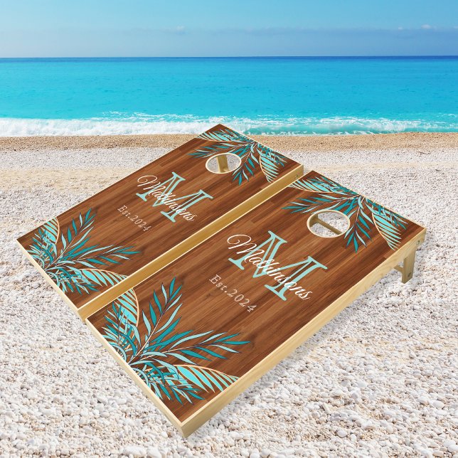Rustic Wood Modern Beach Family Reunion Cornhole Set (Creator Uploaded)