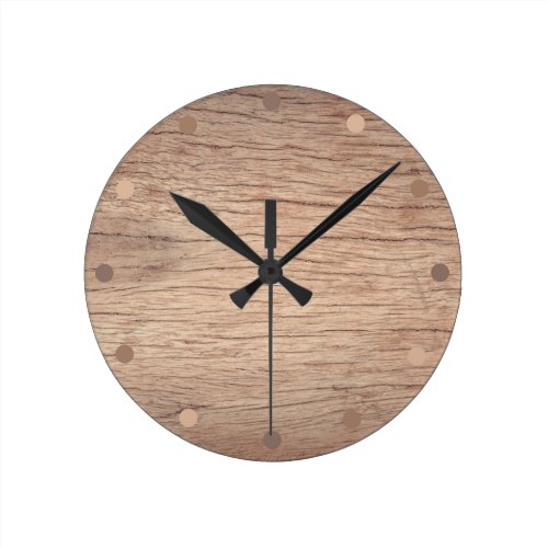 Rustic Wood Modern Round Clock