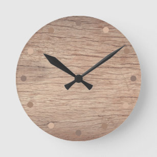 Rustic Wood Modern Round Clock