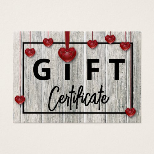 Rustic Wood Modern Valentines Day Hearts Gift Card