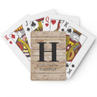 Rustic Wood Monogram  Bicycle Playing Cards