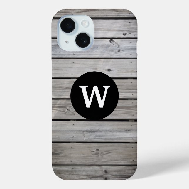 Rustic Wood Monogram Case-Mate iPhone Case (Back)