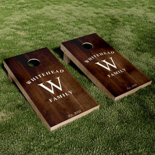 Rustic Wood Monogram Cornhole Set