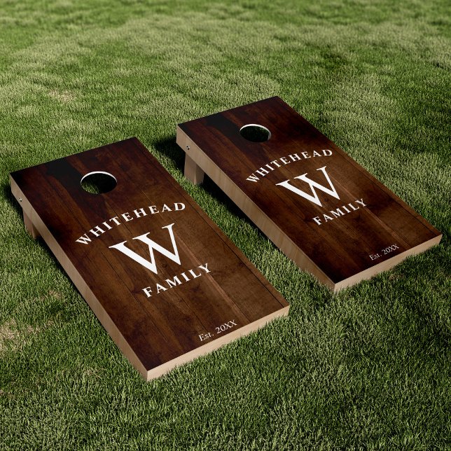 Rustic Wood Monogram Cornhole Set (Creator Uploaded)