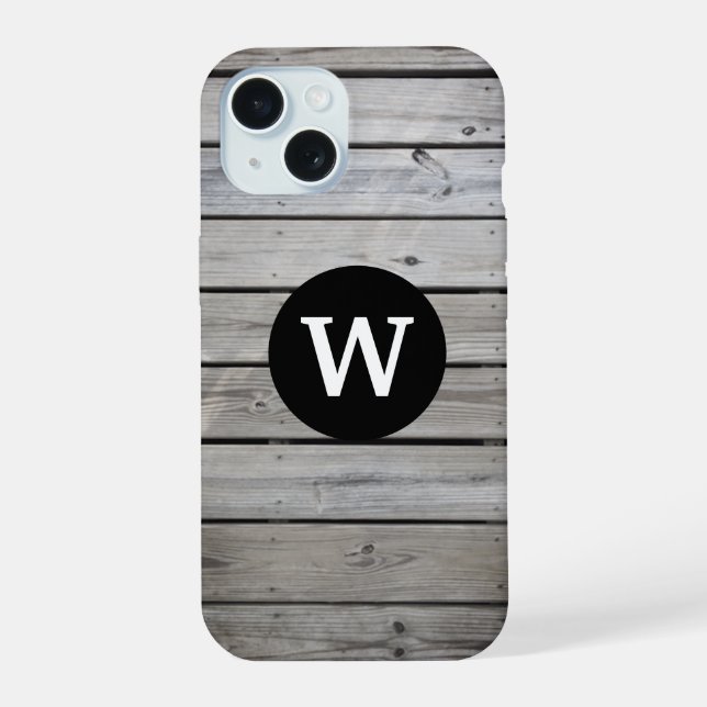 Rustic Wood Monogram Iphone Case (Back)