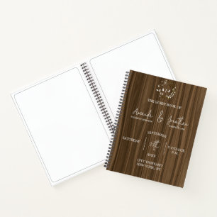 Rustic Wood Monogram Leaf Wedding Guest Book