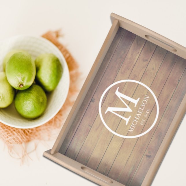 Rustic Wood Monogram Serving Tray (Creator Uploaded)