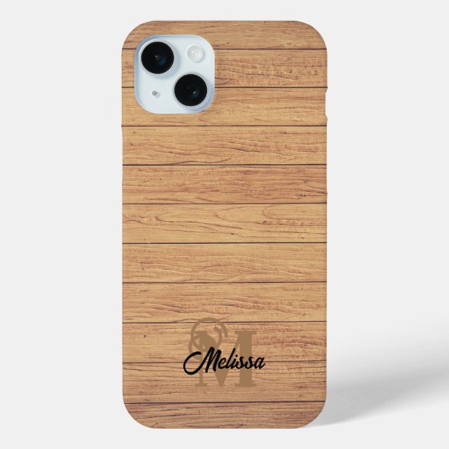 Rustic Wood monogramed  Case-Mate iPhone Case (Back)