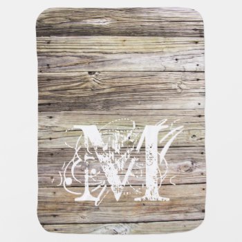 Rustic Wood Monogrammed Baby Blanket by ICandiPhoto at Zazzle