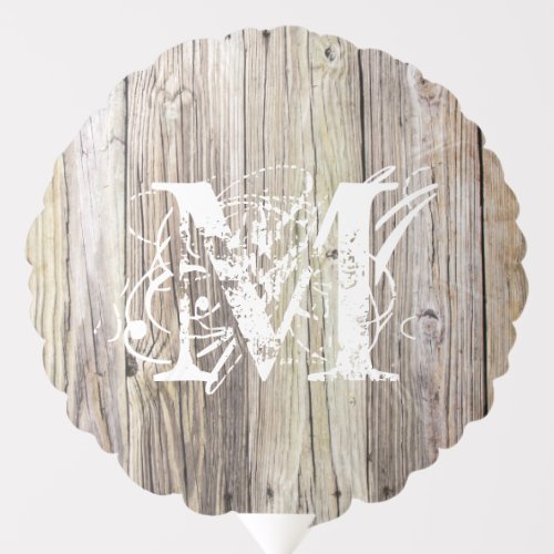 Rustic Wood Monogrammed Balloon