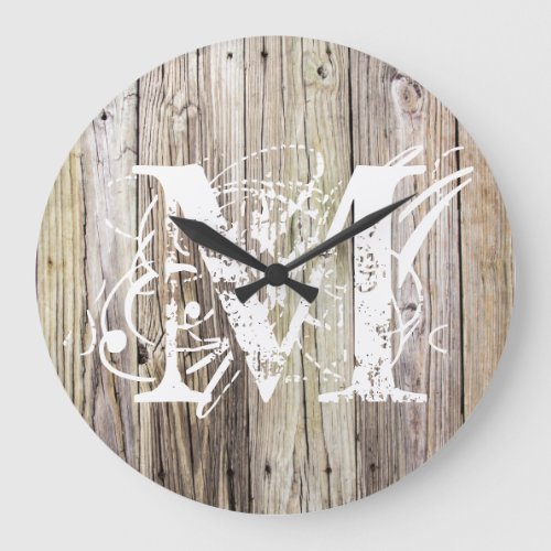 Rustic Wood Monogrammed Clock