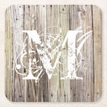 Rustic Wood Monogrammed Coasters at Zazzle