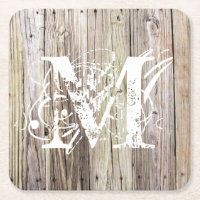 Rustic Wood Monogrammed Coasters