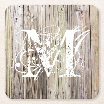 Rustic Wood Monogrammed Coasters by ICandiPhoto at Zazzle