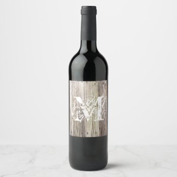 Rustic Wood Monogrammed Cocktail Napkins Wine Label by ICandiPhoto at Zazzle